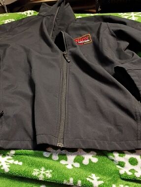 Port Authority Black Softshell Jacket with Red Accent Logo
